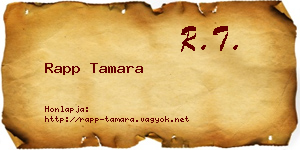 Rapp Tamara névjegykártya